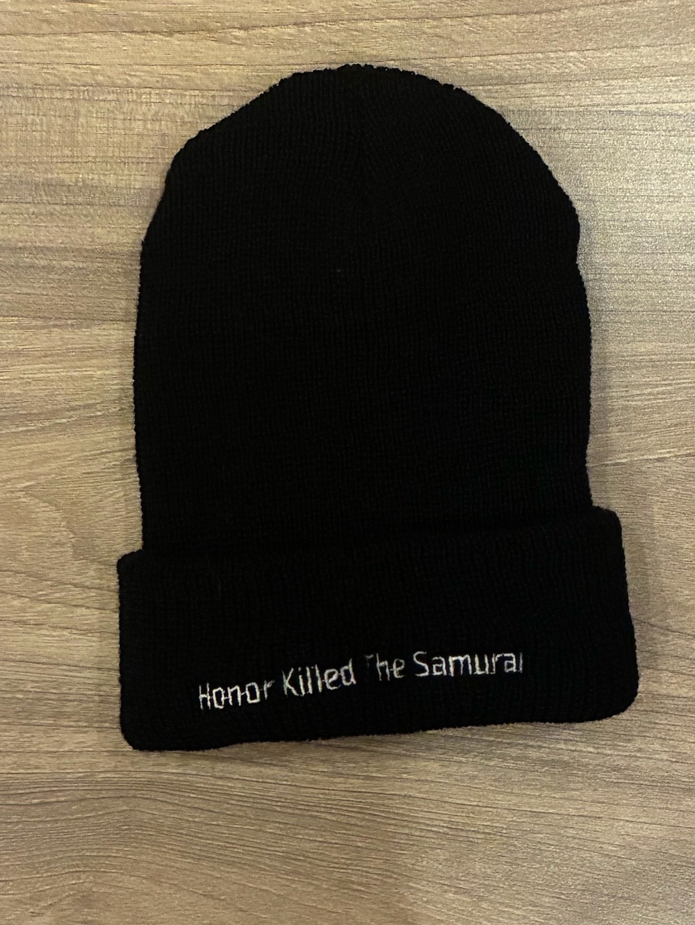 Rapper KA Black Beanie with 'Honor Killed The Samurai' Embroidery